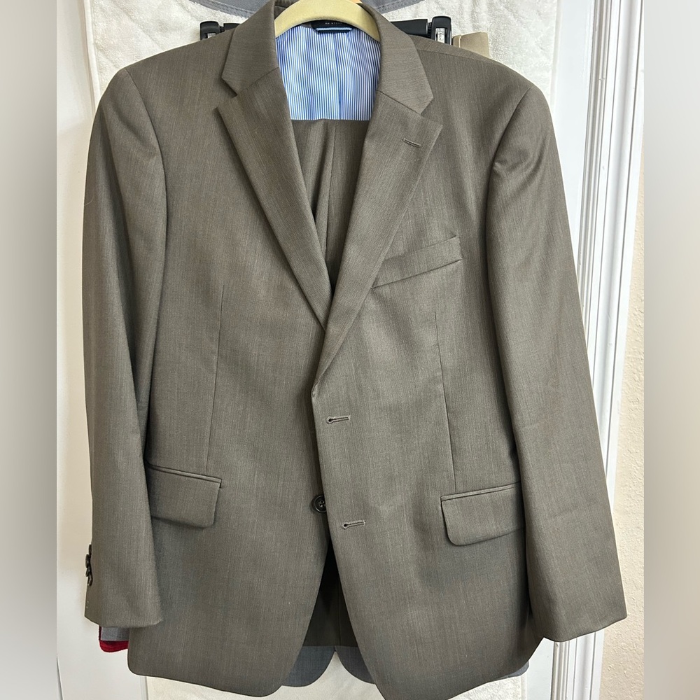 Tommy Hilfiger olive colored suit. 38R with pants 32x30